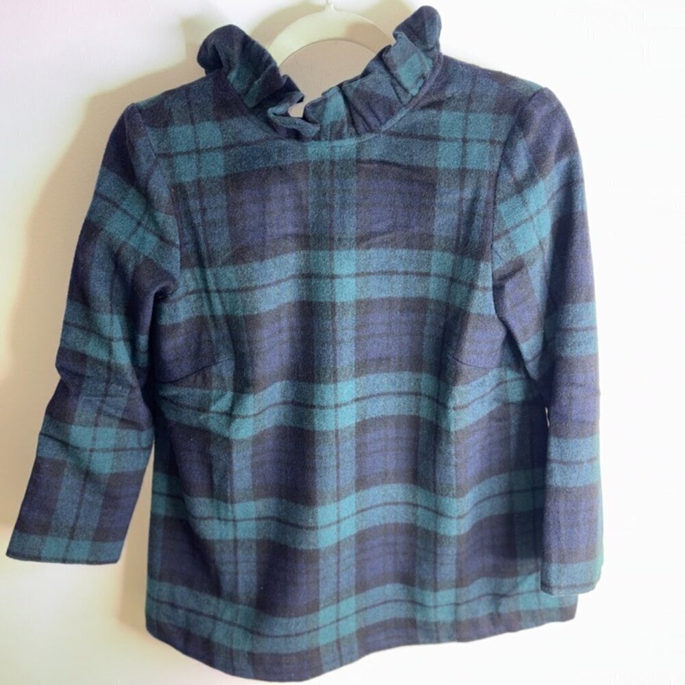 NEW NWT Tuckernuck Blackwatch Faye Blouse Green Navy Plaid Ruffle Tie Prep XS - Picture 14 of 14